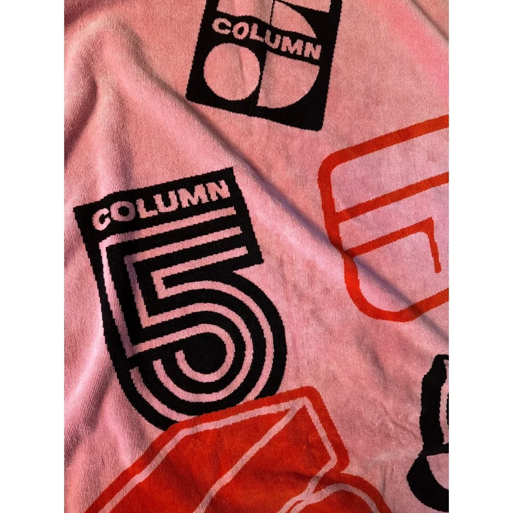 Column Five Pink Large Graphic Beach Towel 100% Cotton Made in USA